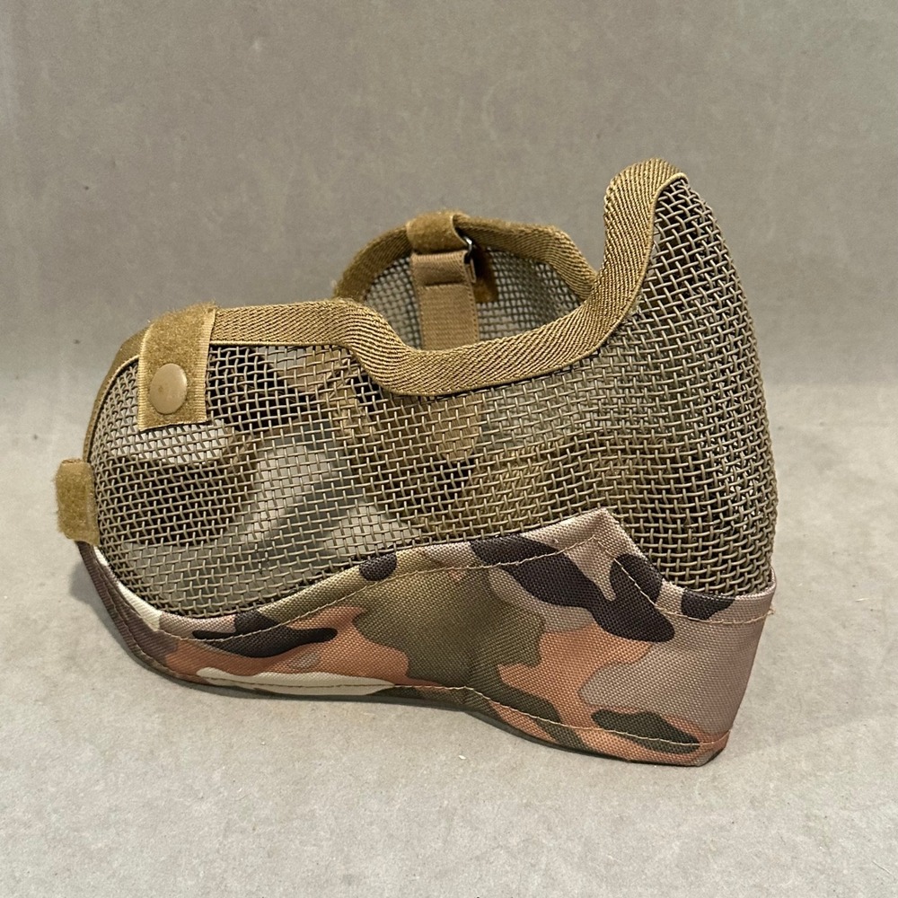 Tactical Airsoft Mesh Half Face Mask Camouflage Steel Wire Protection Tan Camo